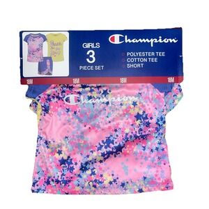 Champion Girls' 3 Piece Toddler Active Set Pink Blue Size 18 Months